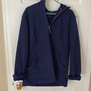 Lands' End Navy size large coat jacket with hood